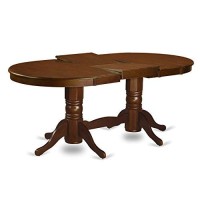 East West Furniture Butterfly Leaf Oval Dinner Table - Espresso Table Top And Espresso Finish Double Pedestal Legs Solid Wood Structure Modern Dining Table