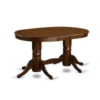 East West Furniture Butterfly Leaf Oval Dinner Table - Espresso Table Top And Espresso Finish Double Pedestal Legs Solid Wood Structure Modern Dining Table