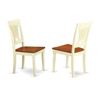 East West Furniture Modern Dining Table Set- 2 Amazing Dining Room Chairs - A Beautiful Wood Table- Wooden Seat- Cherry And Buttermilk Dining Room Table