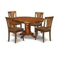 East West Furniture Avon5-Sbr-C Dining Set, Linen Fabric Seat