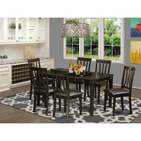 East West Furniture Kitchen Nook Table Set 7 Pc - Cappuccino Color Pu Leather Kitchen Chairs Seat - Cappuccino Finish Small Table And Frame