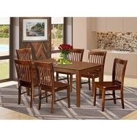 East West Furniture Cano7-Mah-W Dining Table Set, 7 Pieces, Mahogany Finish