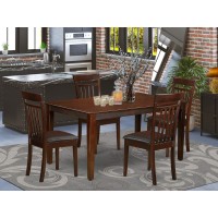East West Furniture Cap5S-Mah-Lc Kitchen Nook Set 5 Pc-Faux Leather Wooden Chairs Seat-Mahogany Finish Wood Table And Body
