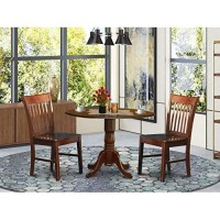 East West Furniture Dublin 3 Piece Kitchen Set For Small Spaces Contains A Round Table With Dropleaf And 2 Dining Room Chairs, 42X42 Inch, Dlno3-Mah-W