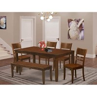 6 Pc Kitchen Table With Bench-Table With Leaf And 4 Dining Chairs And 1 Bench