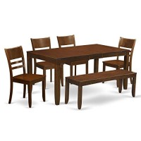 6 Pc Kitchen Table With Bench-Table With Leaf And 4 Dining Chairs And 1 Bench