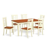 7 Pc Dining Room Set-Dining Table With Leaf And 6 Kitchen Dining Chairs