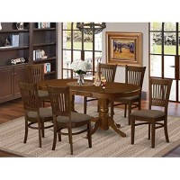 East West Furniture 7 Pc Dining Room Set Table With Leaf And 6 Dining Chairs