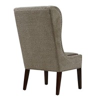 Madison Park Garbo Accent Hardwood, Brich Wood, Captain Dining-Chair Mid Century Modern Deep Seating Club Style Kitchen Room Furniture, See Below Below, Grey