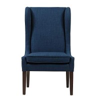 Madison Park Garbo Accent Hardwood, Brich Wood, Captain Dining-Chair Mid Century Modern Deep Seating Club Style Kitchen Room Furniture, See Below Below, Navy