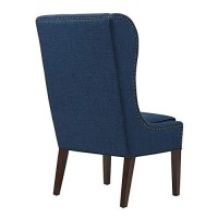 Madison Park Garbo Accent Hardwood, Brich Wood, Captain Dining-Chair Mid Century Modern Deep Seating Club Style Kitchen Room Furniture, See Below Below, Navy