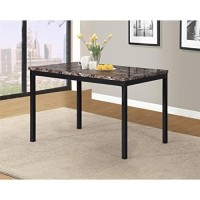 Roundhill Furniture 5 Piece Citico Metal Dinette Set With Laminated Faux Marble Top - Black