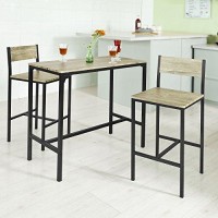 Haotian Ogt03-N, 3 Piece Dining Set,Dining Table With 2 Chairs,Home Kitchen Breakfast Table,Bar Table Set, Bar Table With 2 Bar Chairs,Kitchen Counter With Bar Chairs, 33.7 ?Eight Table