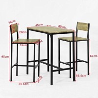 Haotian Ogt03-N, 3 Piece Dining Set,Dining Table With 2 Chairs,Home Kitchen Breakfast Table,Bar Table Set, Bar Table With 2 Bar Chairs,Kitchen Counter With Bar Chairs, 33.7 ?Eight Table