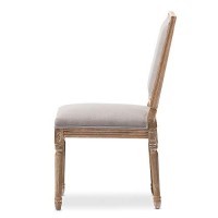 Baxton Studio Clairette Beige Linen French Style Natural Oak Wood Accent Chair