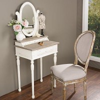 Baxton Studio Anjou Traditional French Accent Dressing Table With Mirror, White