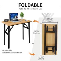 Need Folding Desk Small Desk 31 12 No Assembly Foldable Computer Desk For Small Spacehome Officedormitory,Teak&Black Frame