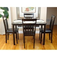 Dining Kitchen Rectangular Wooden Contemporary Design Table In Espresso Finish