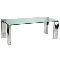 Cortesi Home Isaak Contemporary Glass Coffee Table With Chrome Finish