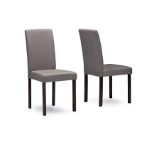 Baxton Studio Andrew Contemporary Espresso Wood And Grey Fabric Dining Chairs (Set Of 2)