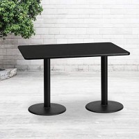 Flash Furniture 30 X 60 Rectangular Black Laminate Table Top With 18 Round Table Height Bases
