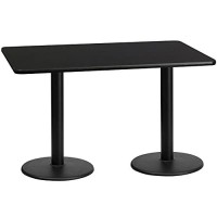 Flash Furniture 30 X 60 Rectangular Black Laminate Table Top With 18 Round Table Height Bases