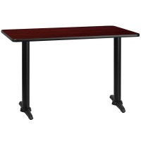 Flash Furniture 30'' X 48'' Rectangular Mahogany Laminate Table Top With 5'' X 22'' Table Height Bases
