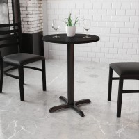 Flash Furniture 24 Round Black Laminate Table Top With 22 X 22 Table Height Base