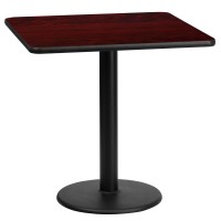 Flash Furniture Graniss 24'' Square Mahogany Laminate Table Top With 18'' Round Table Height Base
