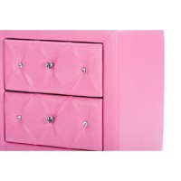 Baxton Studio Stella Crystal Tufted Pink Leather Modern Nightstand