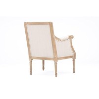 Baxton Studio Chavanon Wood And Linen Traditional French Accent Chair With Arm Rest, Light Beige