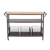 Baxton Studio Lancashire Wood And Metal Kitchen Cart, Brown