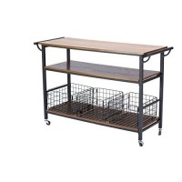 Baxton Studio Lancashire Wood And Metal Kitchen Cart, Brown