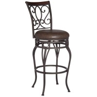 Kensington Hill Trevi Bronze Metal Swivel Bar Stool Brown 26 12 High Traditional Faux Leather Upholstered Round Cushion With Backrest Footrest For Kitchen Counter Height Island Home Shed