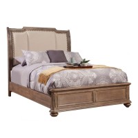 Alpine Furniture Melbourne Upholstered Sleigh Bed, Queen
