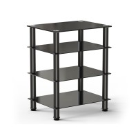 Fitueyes 4-Tier Media Stand Audio/Video Component Cabinet With Glass Shelf For/Apple Tv/Xbox One/Ps4 As406001Gb