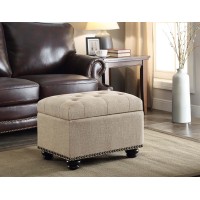 Convenience Concepts Designs4Comfort 5Th Avenue Storage Ottoman 24 - Contemporary Foot Stool And Seat With Hinged Lid For Living Room, Dining Room, Office, Tan