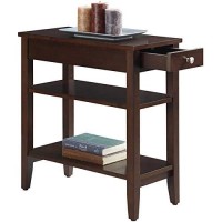 Convenience Concepts American Heritage 3-Tier End Table With Drawer, 23.5L X 11.25W X 24H, Espresso