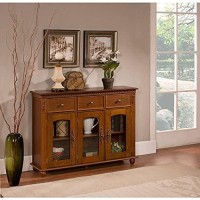 K & B Furniture K And B Furniture Co Inc Walnut Finish Wood Console Buffet Table