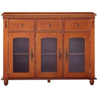 K & B Furniture K And B Furniture Co Inc Walnut Finish Wood Console Buffet Table