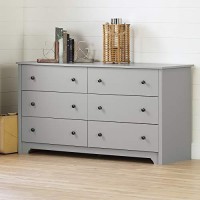 South Shore Vito 6-Drawer Double Dresser, Soft Gray