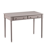 Sei Furniture Janice 2-Drawer Slim Profile Writing Desk, Gray
