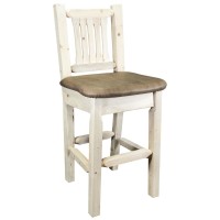 Montana Woodworks Homestead Collection Barstool With Back, Ready To Finish With Upholstered Seat, Buckskin Pattern