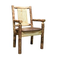 Montana Woodworks Glacier Country Collection Captains Chair With Upholstered Seat, Saddle Pattern