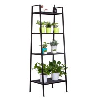 Soso-Bantian1989 Metal Frame 4-Tier Bookcase Bookshelf, Home Office Free Standing Shelf Storage Rack (Black)