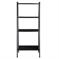 Soso-Bantian1989 Metal Frame 4-Tier Bookcase Bookshelf, Home Office Free Standing Shelf Storage Rack (Black)