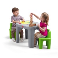 Step2 Mighty My Size Kids Table And Chair Set, Playroom Toddler Activity Table, Arts And Crafts, Ages 2+ Years Old, Gray & Green