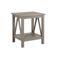 Linon Titian End Table, 20W X 17.7D X 22H, Rustic Gray