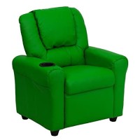 Flash Furniture Mfo Contemporary Green Vinyl Kids Recliner With Cup Holder And Headrest