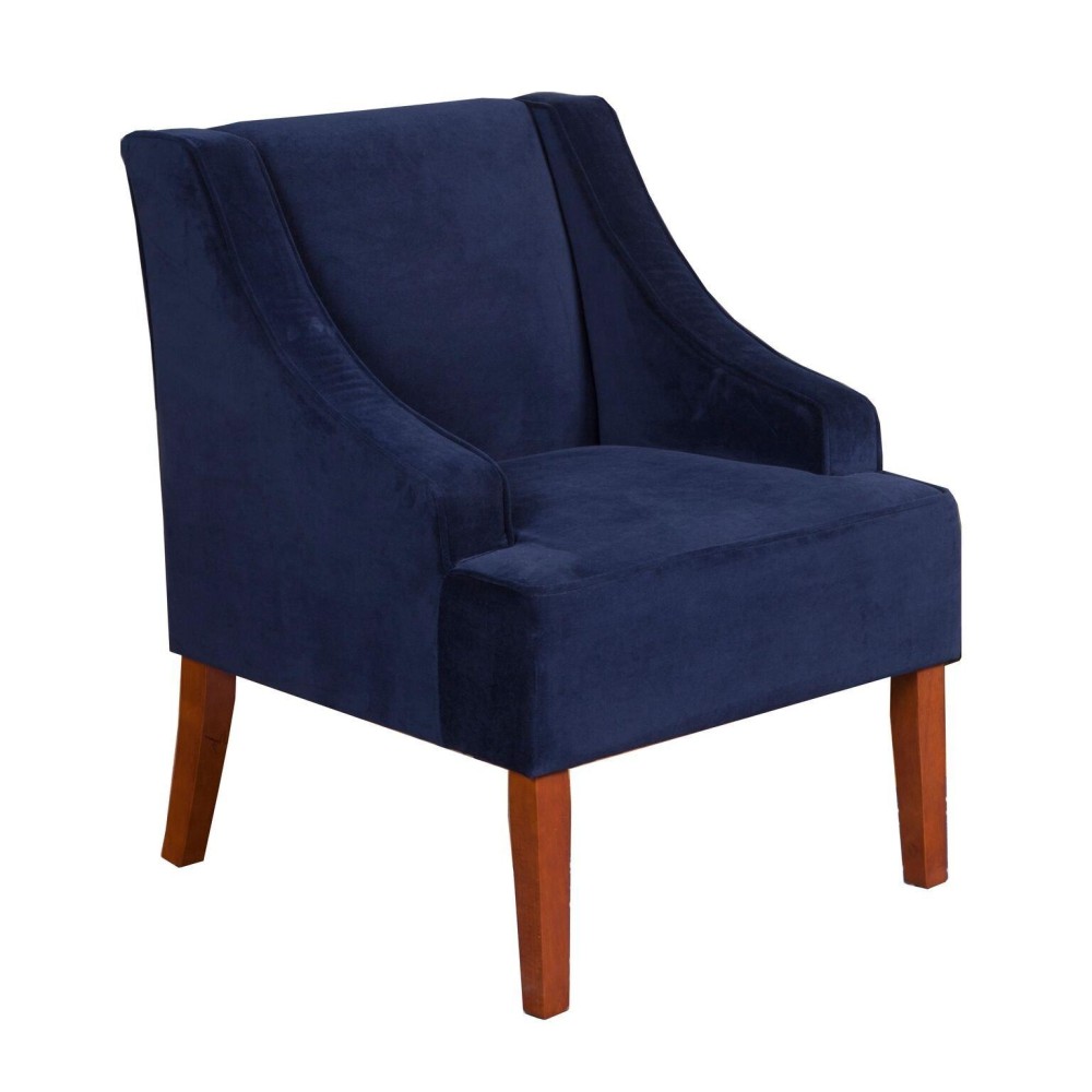 Homepop Swoop Arm Living-Room-Chairs, Velvet Navy